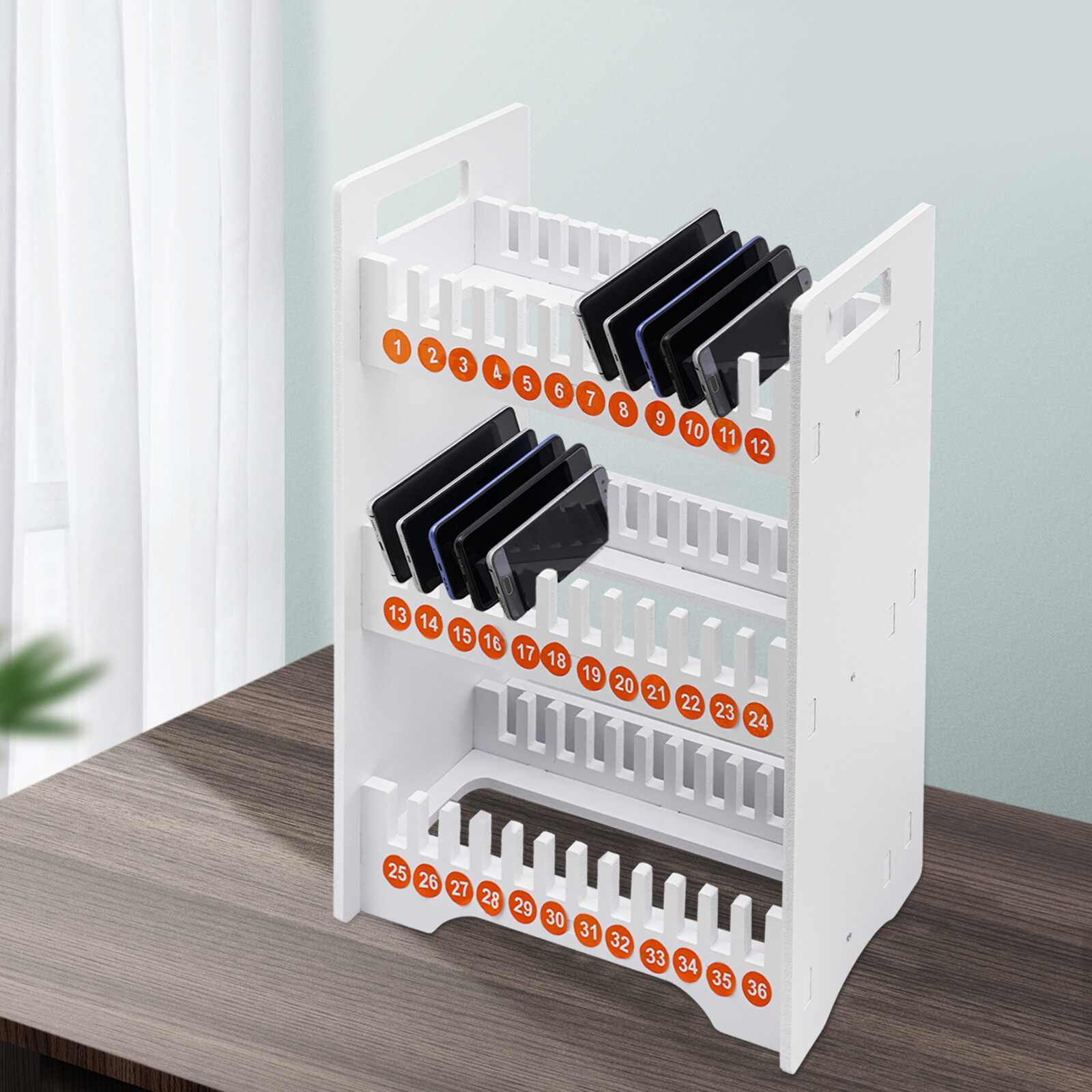 36 Slots Cell Phone Holder Classroom Storage 3-Tier Cell Phone Stand Rack US