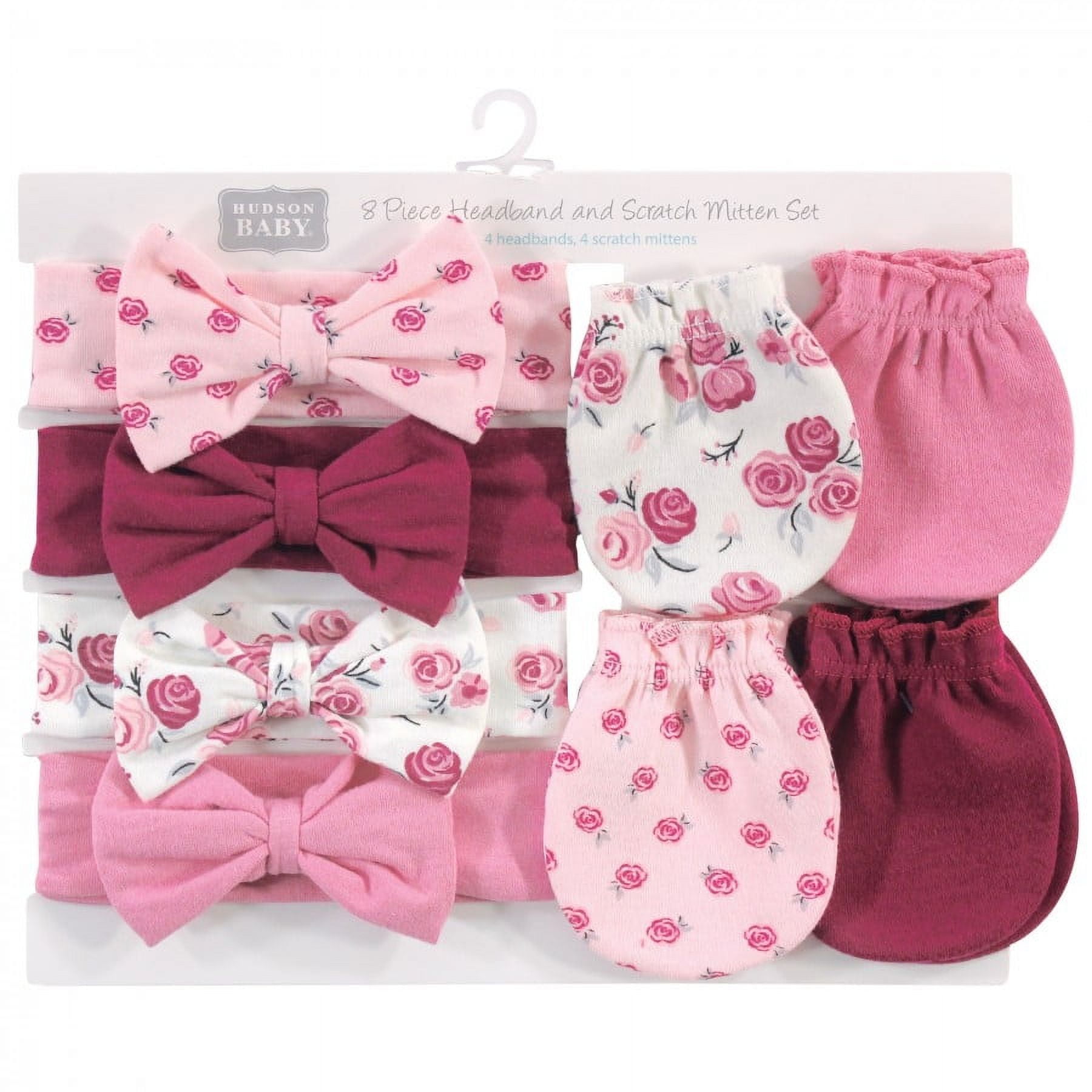 Hudson Baby Infant Girl Cotton Headband and Scratch Mitten