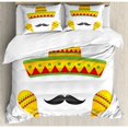 thumbnail image 3 of Mexican Decorations Twin Size Duvet Cover Set, Famous Centerpiece Icons Sombrero Moustache Rumba Shaker Mesoamerican Image, Decorative 2 Piece Bedding Set with 1 Pillow Sham, Yellow, by Ambesonne, 3 of 3