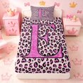 thumbnail image 4 of meiyoeat Glitter Leopard Print Letter E Twin Sheet Sets, Girls Teens, Pink Sparkle Monogrammed Bedding, 3-Piece, 1 Flat Sheet, 1 Fitted Sheet and 1 Pillowcase, 4 of 6