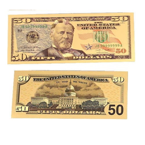 50 American Dollar Bill 24k Gold Art Collectibles Plated Fake Banknote Currency For Decoration Walmart Com Walmart Com