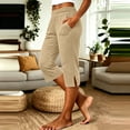 thumbnail image 6 of BUIGTTKLOP Capri Pants for Women Stretch High Waisted Yoga Capris Pull on Soft Workout Cropped Lounge Joggers with Pockets, 6 of 8