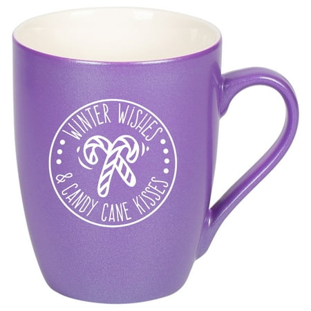

Elanze Designs Winter Wishes & Candy Cane Kisses Passion Purple 10 ounce New Bone China Coffee Cup Mug
