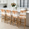 thumbnail image 3 of Burnt Orange Eucalyptus Bar Stool Cover Set of 6, Spring Summer Farmhouse Leaves Watercolor Stretch Bar Chair Cover, Removable Washable Counter Stool Chair Slipcover for Kitchen Dining Room Cafe, 3 of 9