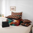thumbnail image 5 of Manfei Women Tribal Boho Twin Bedding Sets 7-Piece, Mandala Hippie Aztec Bedding Comforter Set, Orange Teal Square Abstract Reversible Sheet Sets, Ultra Soft Bedroom Decor, 5 of 7