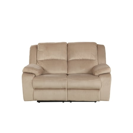 - Traditional Microfiber Double Recliner Loveseat In Beige