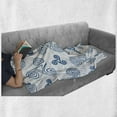thumbnail image 6 of Celtic Soft Flannel Fleece Throw Blanket, Various Size Repeating Triskel Celtic Triple Spiral Extensions Illustration, Cozy Plush for Indoor and Outdoor Use, 60" x 80", Blue White, by Ambesonne, 6 of 6