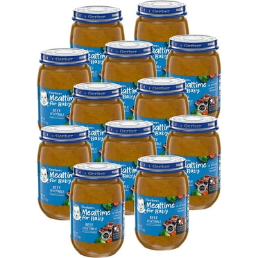 Gerber Mealtime for Baby Stage 3 Baby Food, Beef Vegetable, 6 oz Jar, 12 Pack