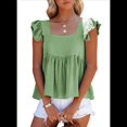 thumbnail image 1 of Blusa Informal de Mujer con Cuello Cuadrado, Volantes, Mangas , Peplum, Babydoll, Sin Mangas, Verde XXXL, 1 of 9