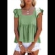 thumbnail image 1 of Blusa Informal de Mujer con Cuello Cuadrado, Volantes, Mangas , Peplum, Babydoll, Sin Mangas, Verde XXXL, 1 of 9