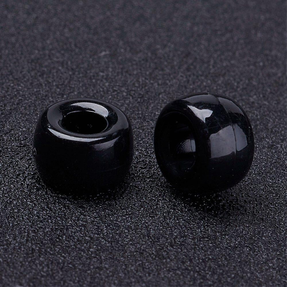 500 g Opaque Acrylic European Beads Barrel Black 9x6mm Hole: 4mm about 1900pcs/500g