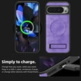thumbnail image 4 of Dteck Magnetic Case for Google Pixel 9 Pro, Compatible with MagSafe, PU Leather TPU Bumper Shockproof Protective Cover with Kickstand,Purple, 4 of 6
