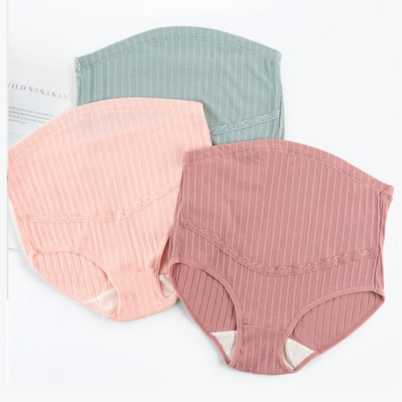 Raindrops 3 Pcs High Waisted Maternity Underwear Over-belly Pregnancy Briefs