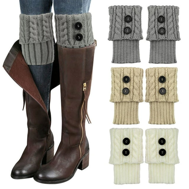 Spencer 3 Pairs Womens Boot Socks Winter Short Cable Knitted Boot Cuffs