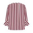 thumbnail image 5 of Summer Akafmk 3/4 Sleeve Shirts for Women,Summer Womens Striped Bell Sleeve Top,Casual Oversize Round-Neck Hooded Striped Knit T-shirt Tank Top, 5 of 5