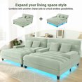 thumbnail image 6 of Oversized Chaise Lounge Chair Indoor, 57" W Chenille Upholstered Sofa Bed with Adjustable Backrest & LED Light Strip, Comfy Deep Seat Sleeper Couch Reading Chairs, for Living Room, Green, 6 of 9