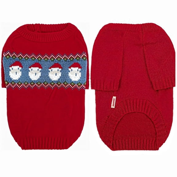 Cat Round Neck Santa Sweater – Red Recovery Suit for Post-Surgery & Winter Warmth, Soft Acrylic Knit Onesie with Wind-Proof Turtleneck & Non-Slip Hem, Festive Holiday Wear for 5-7 lb Small Cats