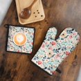 thumbnail image 5 of Pioneer Flower Floral Print Pattern Kitchen Oven Mitt and Pot Holder Sets 2 Pcs for Baking, Cooking and Grilling, Heat Resistant Up To 392 °F, 5 of 7