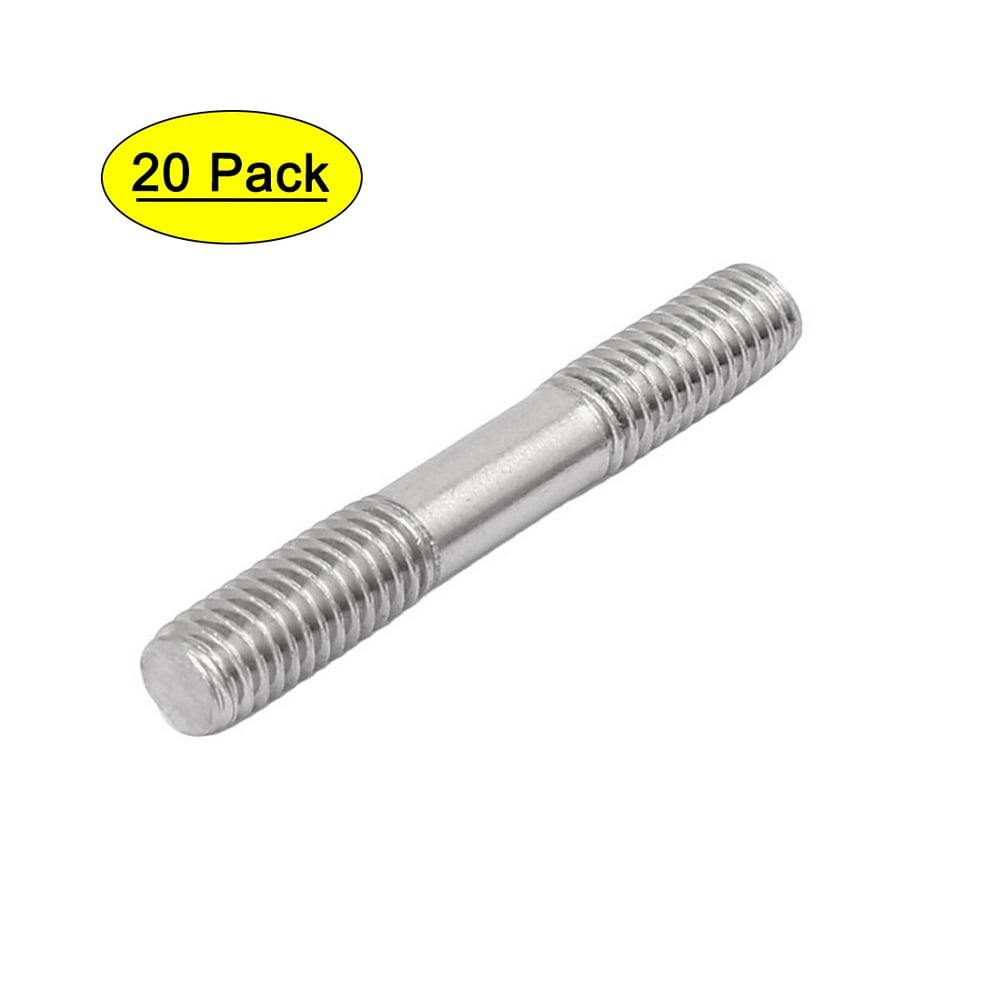 M6x40mm 304 Stainless Steel Double End Threaded Stud Screw Bolt 20pcs
