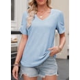 thumbnail image 6 of Yesfashion Womens Short Sleeve Tops Summer Casual V Neck T Shirts Blouses Solid Textured Knit Tee Tunic, 6 of 7