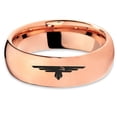 thumbnail image 2 of Tungsten Hawk Flying Eagle Bird Nest Band Ring 7mm Men Women Comfort Fit 18k Rose Gold Dome Polished, 2 of 4