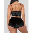 thumbnail image 3 of Aunavey Women's Velvet 2 Piece Outfit Spaghetti Strap Sleeveless Crop Top+ Shorts Set, 3 of 6
