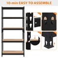 thumbnail image 3 of 5-Tier Metal Storage Shelves Unit, Heavy Duty Boltless Garage Shelving Adjustable Rack for Warehouse Basement Shed Organization, Black, 3 of 6
