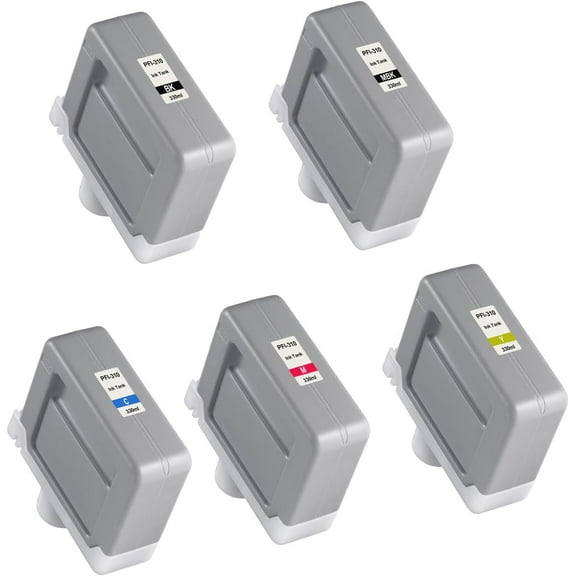 PFI-310BK PFI-310MBK PFI-310C PFI-310M PFI-310Y Ink Cartridge for PFI-310 Ink Tank Works for TX-2000 TX-2100 TX-3000 TX-3100 TX-4000 TX-4100 Printers (5-Pack)