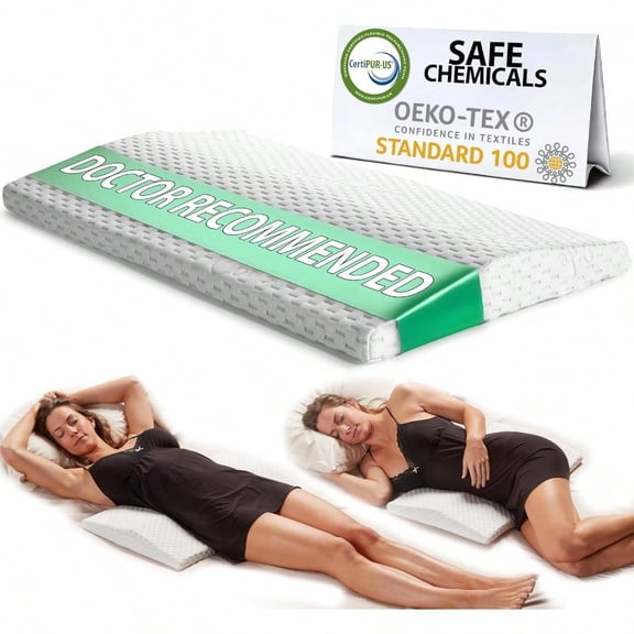 Lumbar port Pillow for Sleeping Memory Foam Pillow for Back Pain Relief - Side Back and Stoh Sleepers- Triangle Wedge Pillow - Bed Rest Pillow - Medium-Soft White Standard