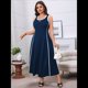thumbnail image 5 of Vestido Midi de Verano Sin Mangas con Vuelo y Grandes para Mujer Azul Oscuro XL, 5 of 10