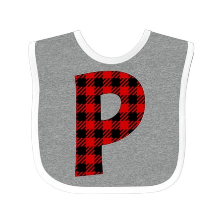 

Inktastic Red Buffalo Plaid Initial P Gift Baby Boy or Baby Girl Bib