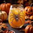 thumbnail image 2 of ZhangC Halloween Spider Floral Devise Wine Glass, 14.2 Oz Gold Rim Stemless Drinking Glass, Decorative Spider Flower Cup for Party, Home, Gift and Bar Use, Halloween Gift, 2 of 7