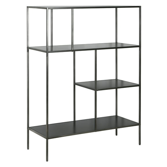 Evelyn&Zoe 36" Gunmetal Gray Metal Bookcase