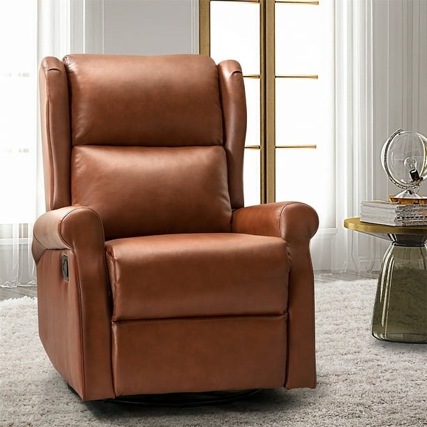 Vegan Leather Manual Swivel Recliner Chair Single Sofa Club Chair Home