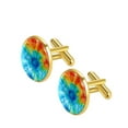 thumbnail image 2 of Tie Dye Men's Stainless Steel Cufflink Set for Dress Shirts - for Formal Events, 2 of 6