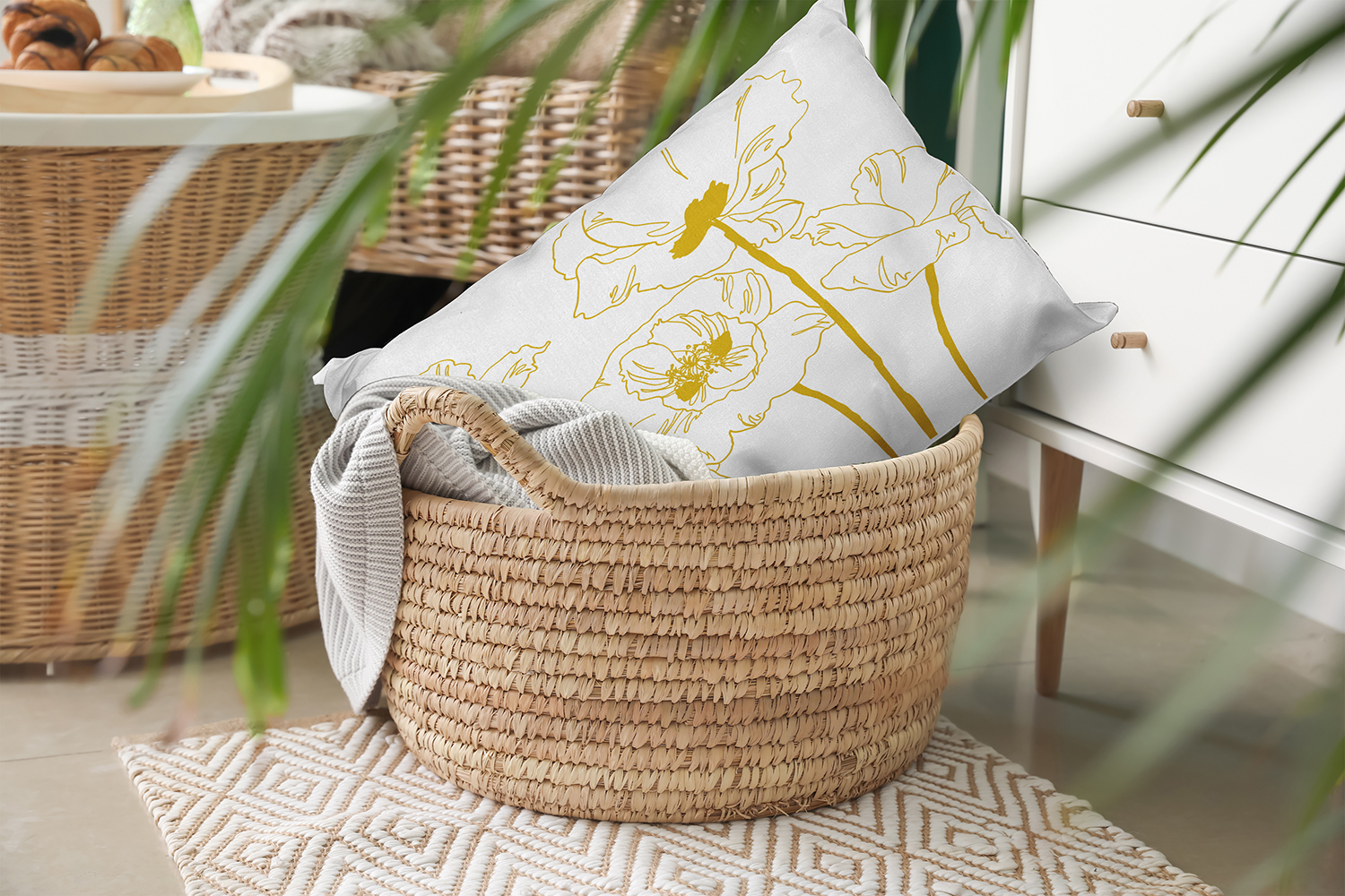 20" x 14" Simply Daisy Popping Poppies Polyester Indoor/Outdoor Pillow, Mustard Qty 1
