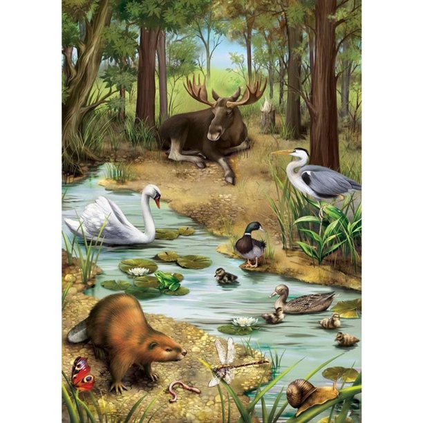 Diamond Painting (DE6187) Riverside Fauna Animal Square Rhinestone Decor 20X30cm Hugtrwg Para estrenar