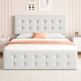 thumbnail image 3 of Full Size Upholstered Platform Bed Frame with 4 Storage Drawers - Adjustable Button Tufted Headboard - Sturdy Wooden Slats, No Box Season Needed - Modern Bedroom Furniture - Dark Grey, 3 of 8