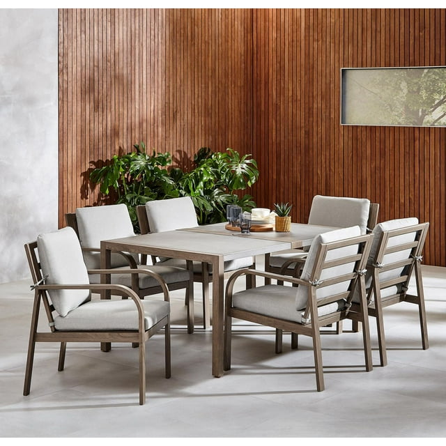 Better Homes & Gardens Prado 7-Piece Steel Outdoor Patio Dining Set with Cushions, Brown