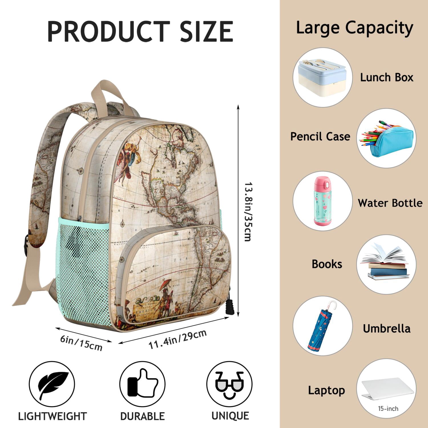 Journeyer Cotton Backpack with Zipper and Inside Pockets. Jansport - Brandclub - JanSport Journey Pack Backpack - Black main image 3