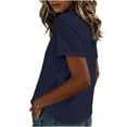 thumbnail image 7 of VBVC Women's Floral Embroidered Cotton-Linen Blouse , Ladies' U Neck Short Sleeve Top , Summer Boho Shirts For Women,Navy,S-2XL, 7 of 7