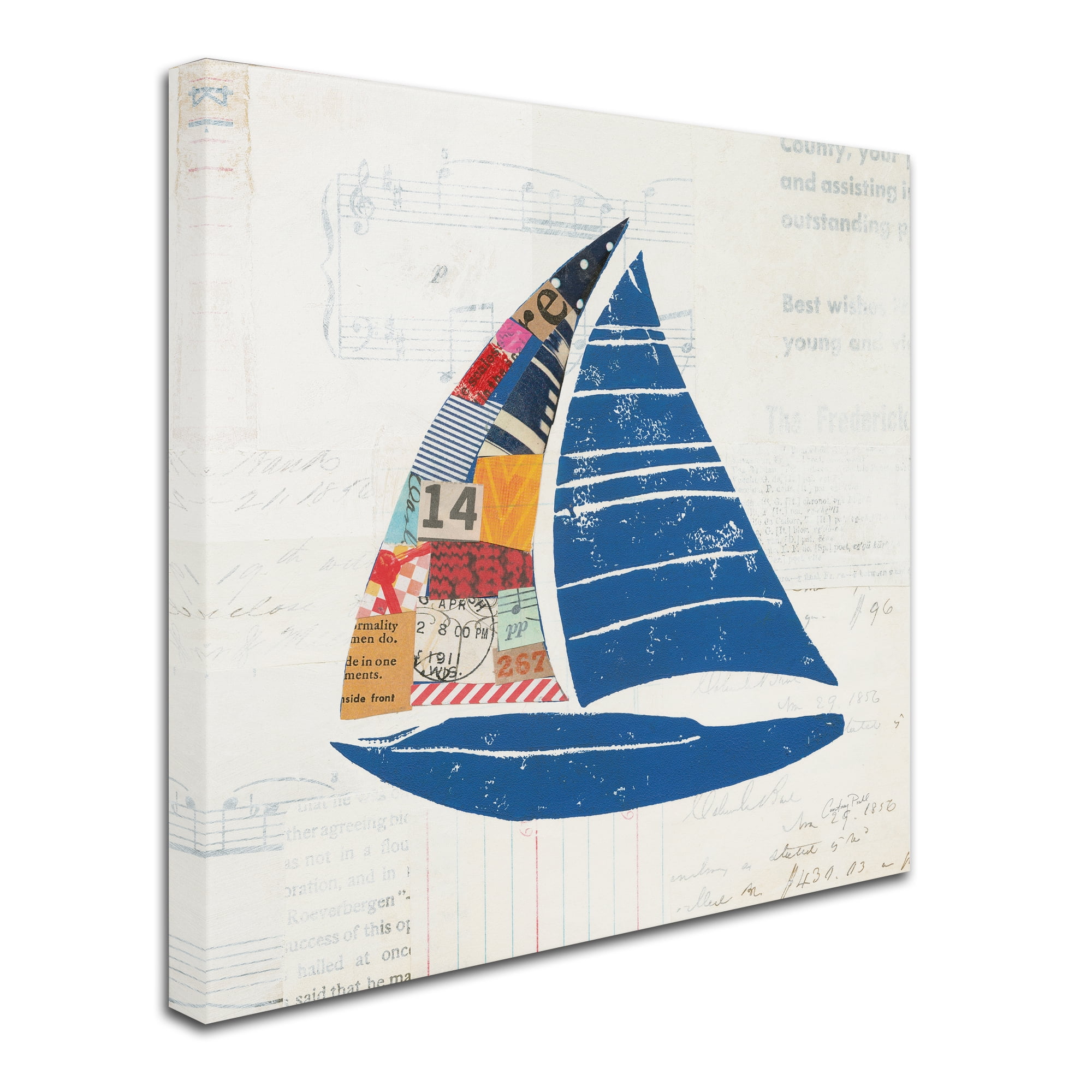 Trademark Fine Art 'Nautical Collage IV on Newsprint' Canvas Art by Courtney Prahl