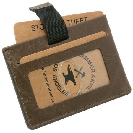 Tab Front Wallet - Hammer Anvil Mens Minimalist Front Pocket Wallet RFID Safe Leather Easy Pull Tab