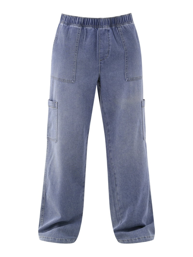 No Boundaries Wide Leg Utility Jeans, 30.5” Inseam, Women's