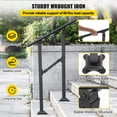 thumbnail image 4 of BENTISM Iron Handrail Stair Railing Hand Rail Kit Fit for 0-2 Step Outdoor Black, 4 of 9