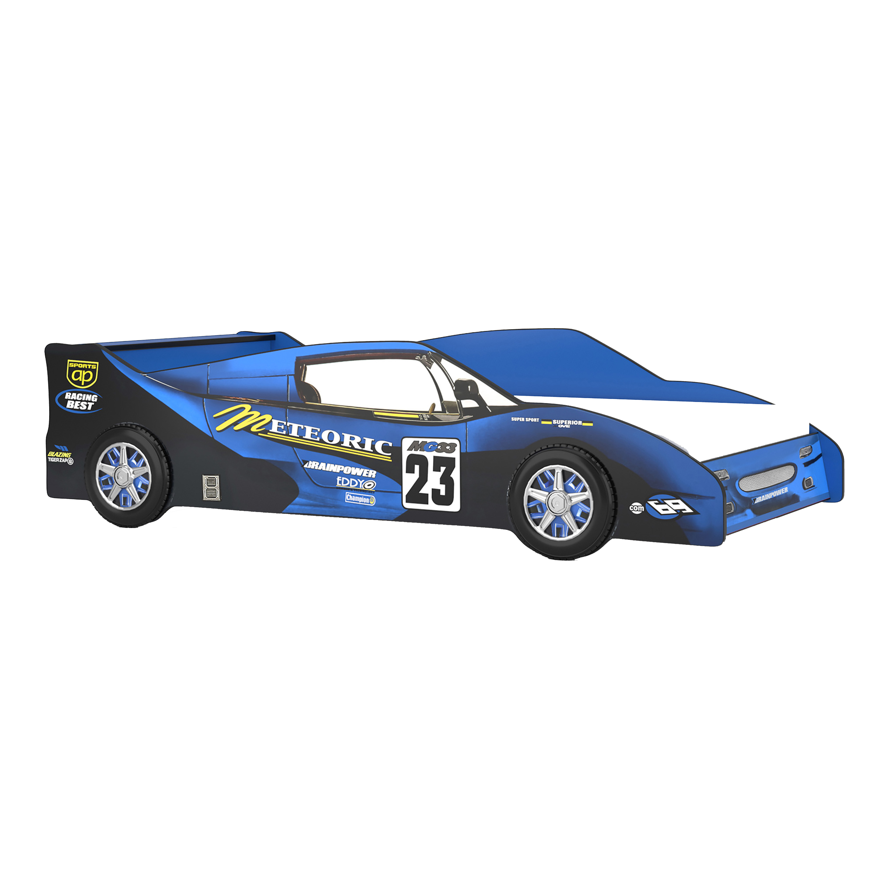 Furniture of America Roddy Kids Wood Twin Race Car Bed, Blue