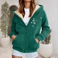 thumbnail image 4 of Fleece Lined Thick Hoodies for Women 2025 Winter Long Sleeve Zip Up Graphic Hooded Sweatshirt with Pockets Jacket Coat, 4 of 5