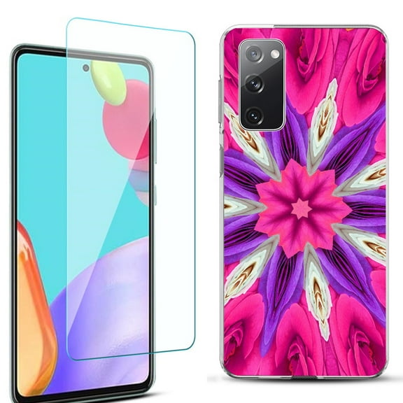 Slim-Fit Protective Phone Case for Samsung Galaxy S20 FE 5G Fan Edition, with Tempered Glass Screen Protector, by OneToughShield ® - Kaleidoscope Rose