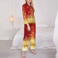 thumbnail image 3 of Balery Red Gold Glitter Pattern Pajama Sets for Women Long Sleeve 2 Piece Sleepwear Loungewear Sets Soft PJ's with Pockets Long Sleeve Comfy Pj Sets-Medium, 3 of 7