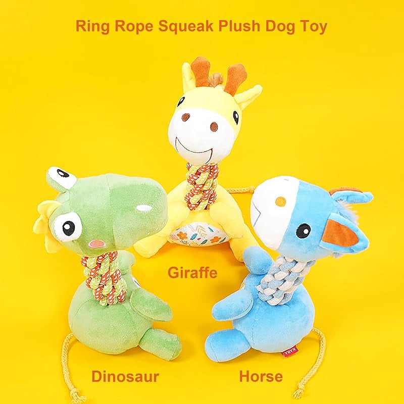 Large Squeaky Plush Horse Dog Toy, Durable Chew Toy for Aggressive Chewers, Interactive Dog Toy with Rope Neck for Small Medium Large Dogs, Washable Pet Toy for Training, Holiday and Birthday Gift